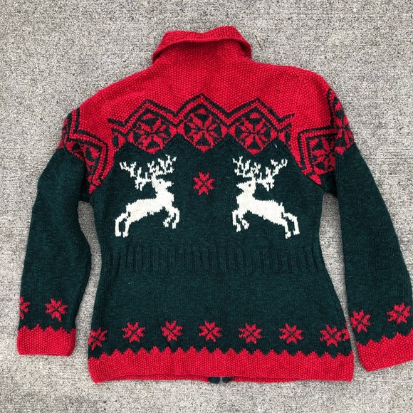 Vintage Ralph Lauren Polo womens reindeer cardigan hand knit sweater - Picture 4 of 4